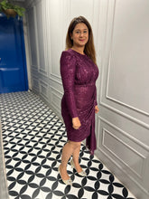 Wine sequins tail dress